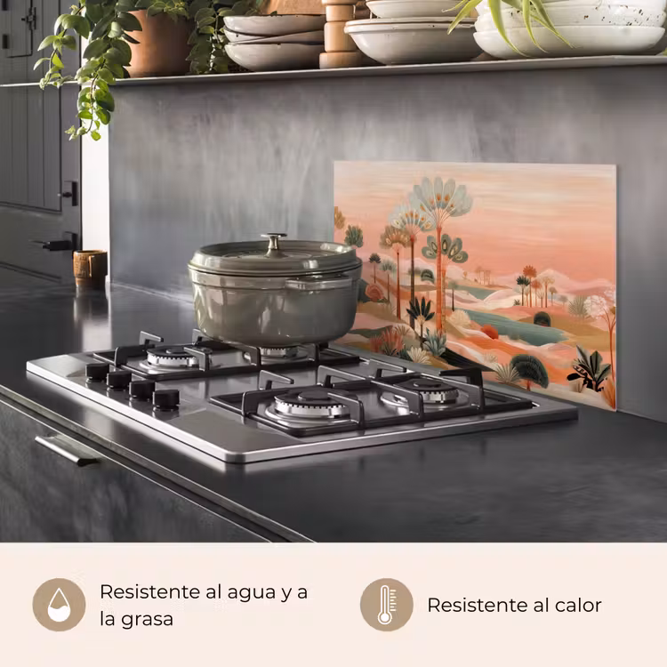 Salpicaderos de cocina - Paisaje rosa - Palmeras - Agua — 2