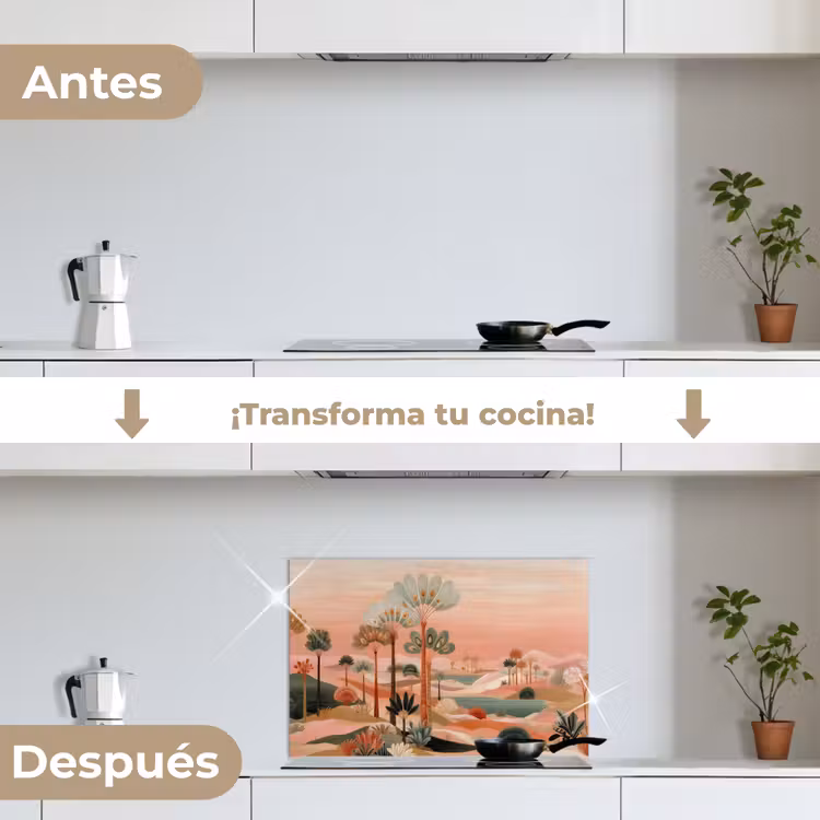 Salpicaderos de cocina - Paisaje rosa - Palmeras - Agua — 7