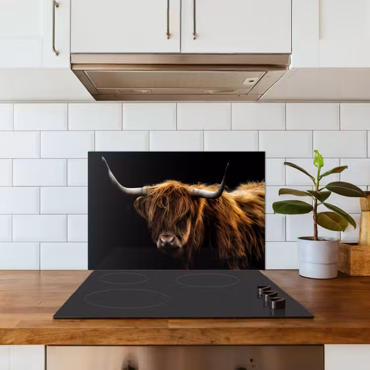 Salpicaderos de cocina - Highlander escocés - Cuernos - Negro - Animales - Naturaleza - Salvaje - Vaca — 3