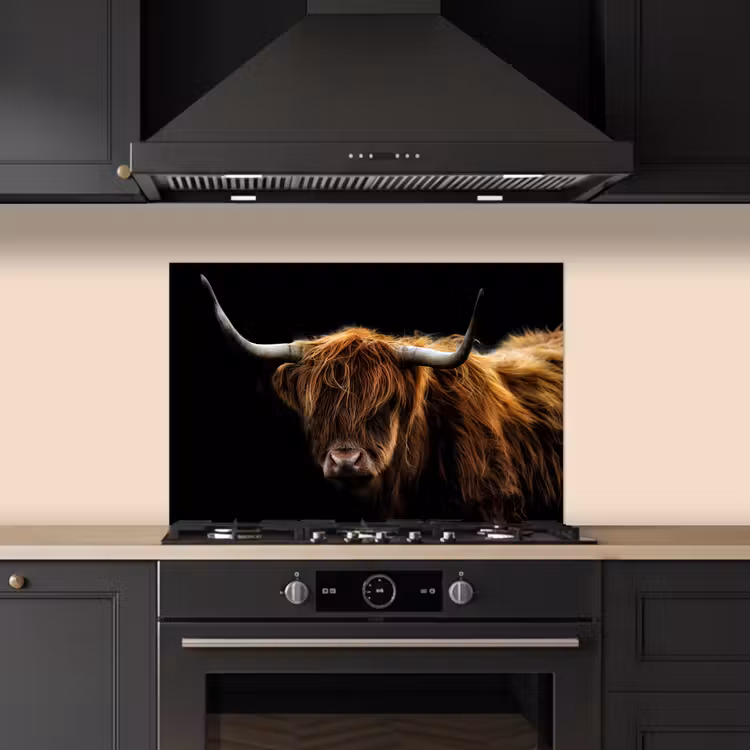 Salpicaderos de cocina - Highlander escocés - Cuernos - Negro - Animales - Naturaleza - Salvaje - Vaca — 5