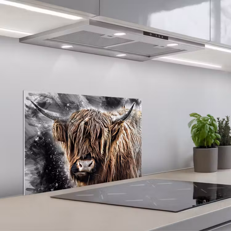 Salpicaderos de cocina - Highlander escocés - Pintura - Vaca — 1