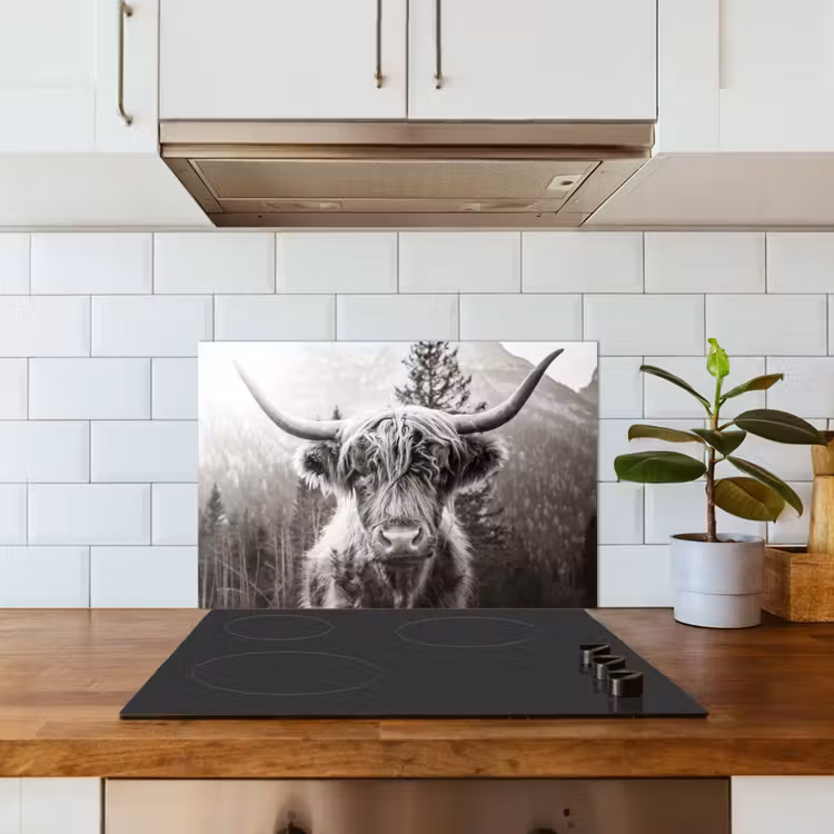 Salpicaderos de cocina - Highlander escocés - Vaca - Animales - Negro - Blanco — 3