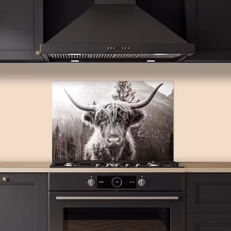 Salpicaderos de cocina - Highlander escocés - Vaca - Animales - Negro - Blanco — 5