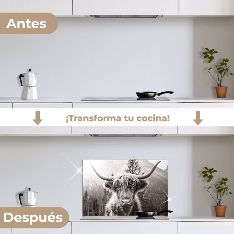 Salpicaderos de cocina - Highlander escocés - Vaca - Animales - Negro - Blanco — 7