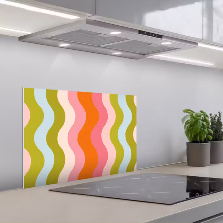 Salpicaderos de cocina - Órbitas - Ondas - Colorido - Vertical — 1