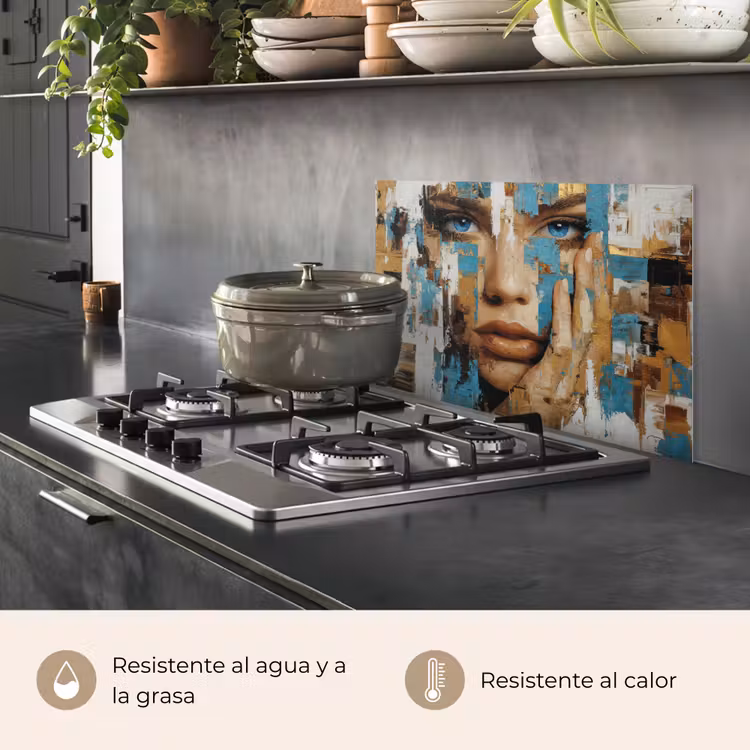 Salpicaderos de cocina - Abstracto - Pinceladas - Azul - Cara — 2