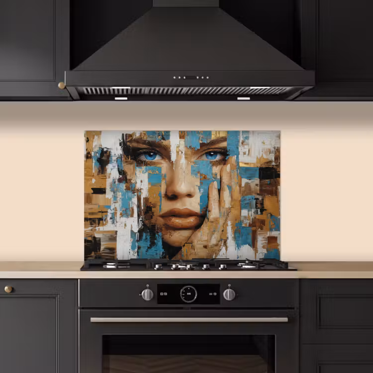 Salpicaderos de cocina - Abstracto - Pinceladas - Azul - Cara — 5
