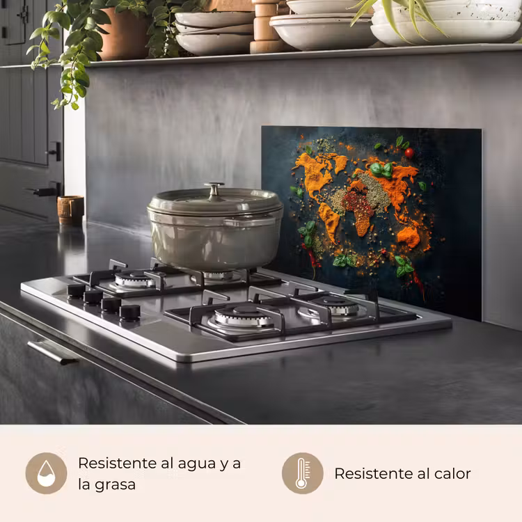Salpicaderos de cocina - Mapamundi - Hierbas - Colores vivos — 2