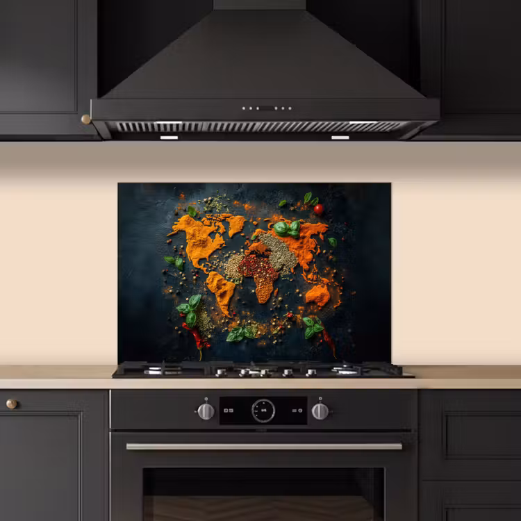 Salpicaderos de cocina - Mapamundi - Hierbas - Colores vivos — 5