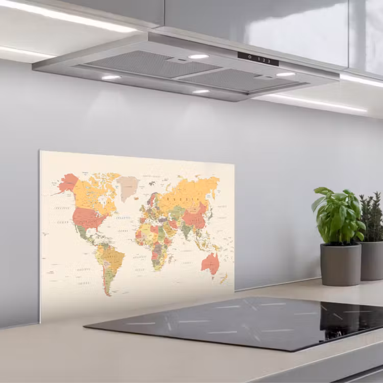 Salpicaderos de cocina - Mapamundi - Realista - Beige — 1