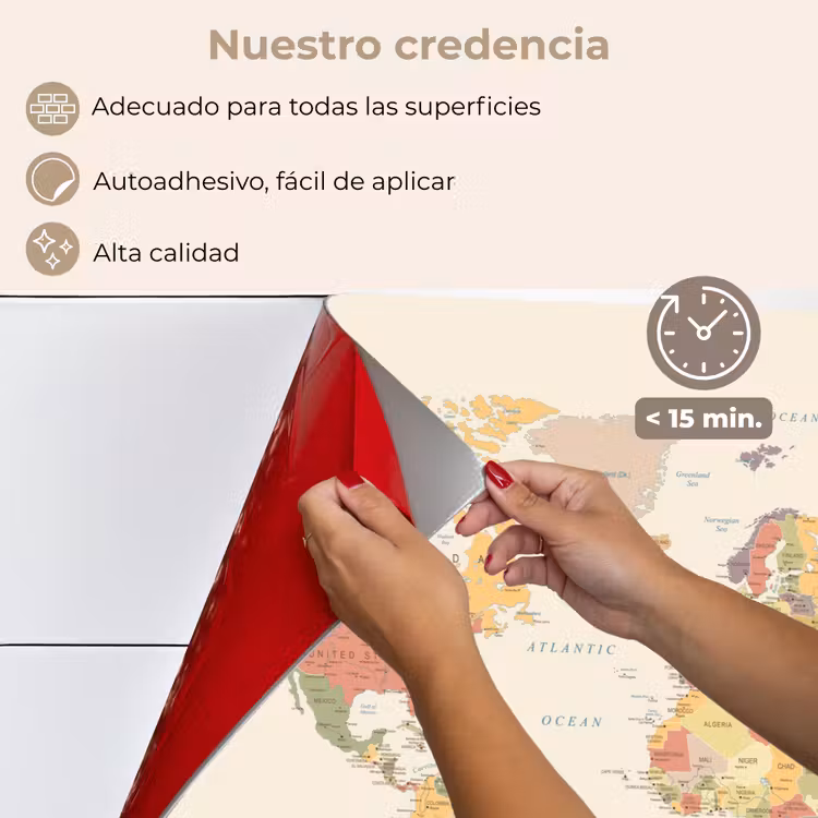 Salpicaderos de cocina - Mapamundi - Realista - Beige — 4