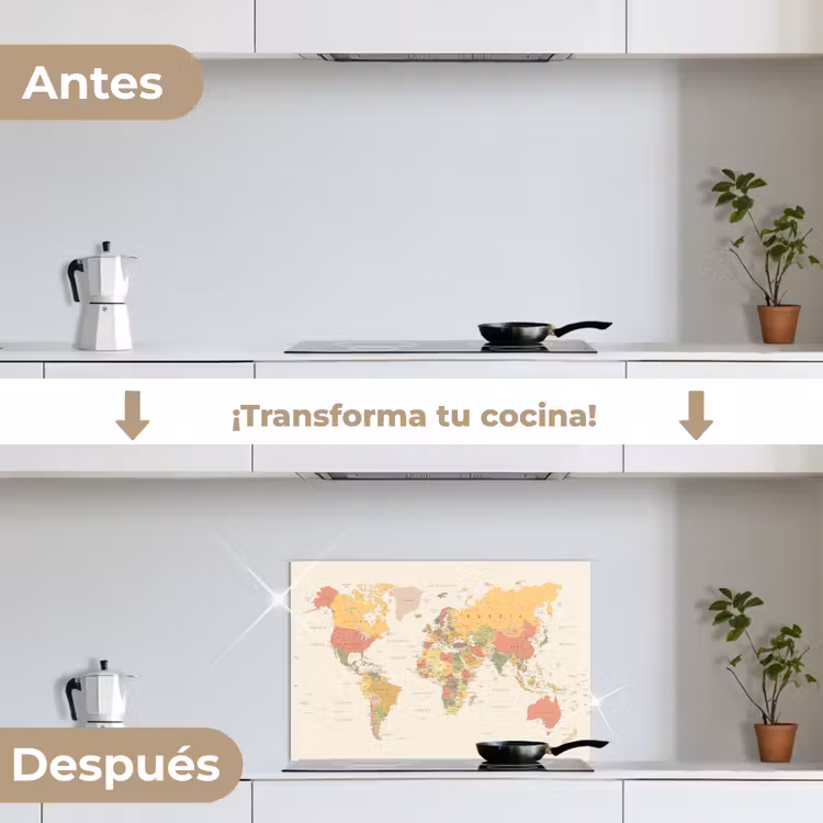 Salpicaderos de cocina - Mapamundi - Realista - Beige — 7