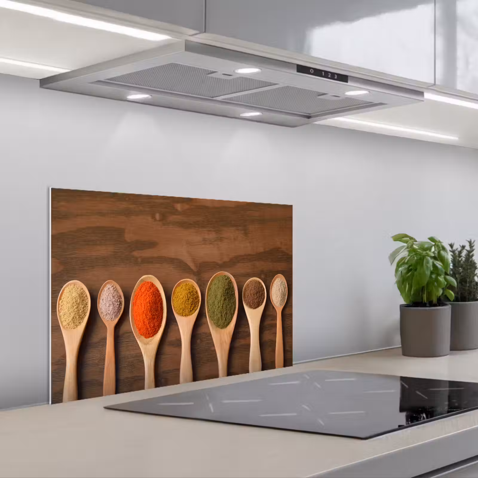 Salpicaderos de cocina - Cucharón - Hierbas - Alimentos - Especias - Mesa — 1