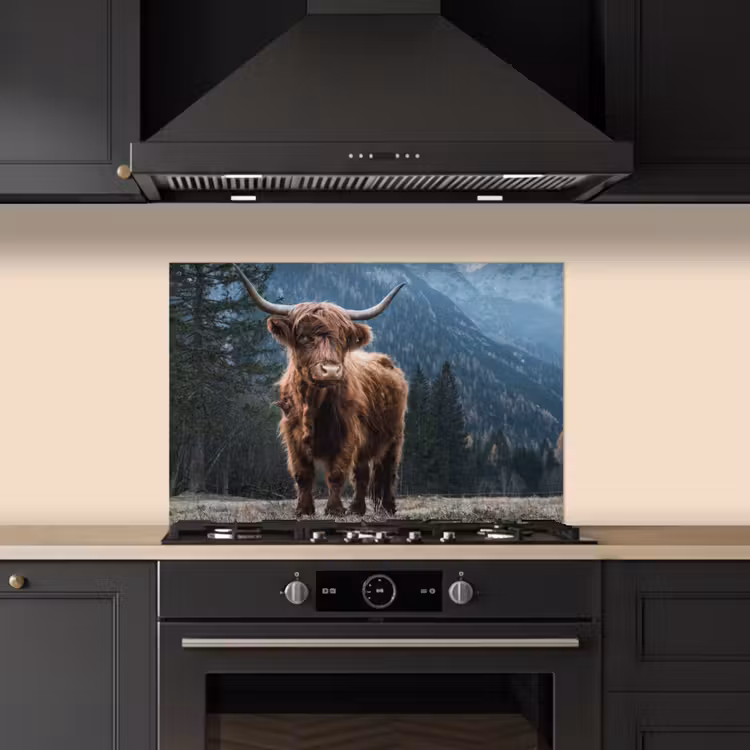 Salpicaderos de cocina - Highlander escocés - Montaña - Paisaje - Árboles - Vaca - Naturaleza — 5