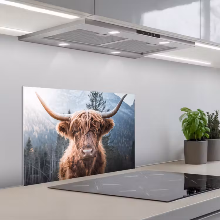 Salpicaderos de cocina - Highlander escocés - Vaca - Animales - Montaña - Naturaleza — 1