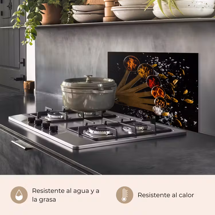 Salpicaderos de cocina - Especias - Cucharas - Sal - Especias - Negro — 2