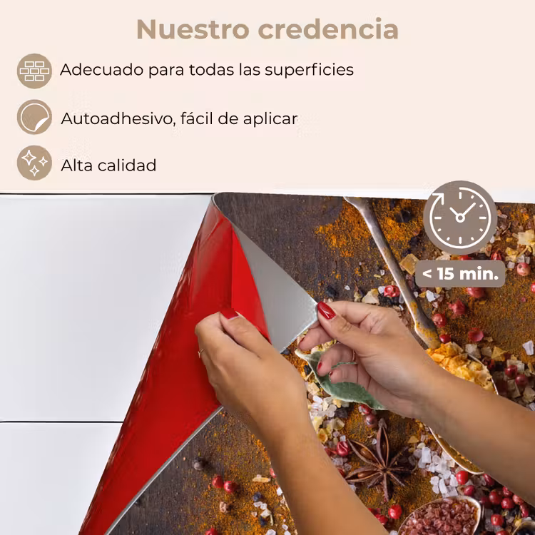 Salpicaderos de cocina - Especias - Hierbas - Cucharas - Sal - Marrón - Cocina — 4