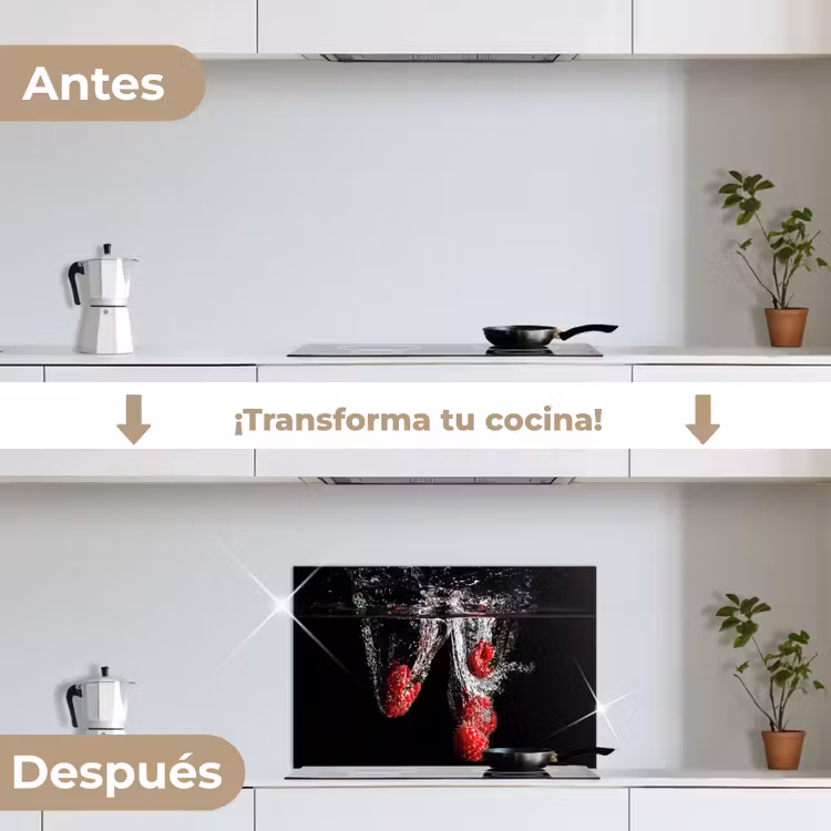 Salpicaderos de cocina - Frambuesas - Fruta - Naturaleza muerta - Agua - Negro - Rojo — 7