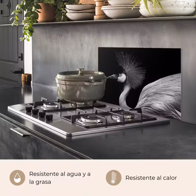 Salpicaderos de cocina - Grulla - Negro - Blanco - Pájaro - Animales — 2