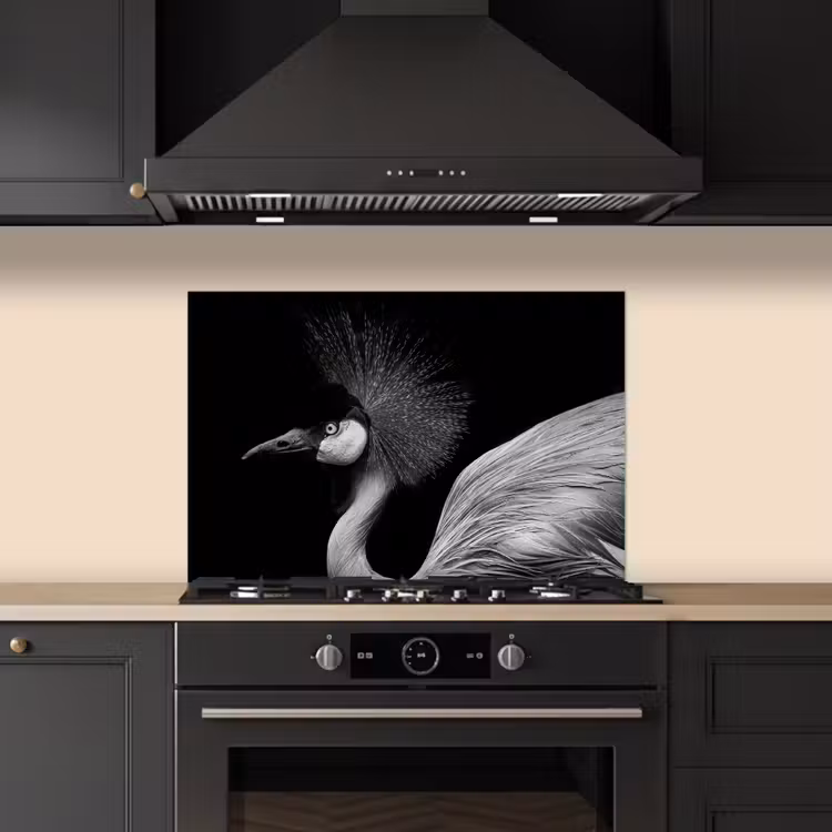 Salpicaderos de cocina - Grulla - Negro - Blanco - Pájaro - Animales — 5