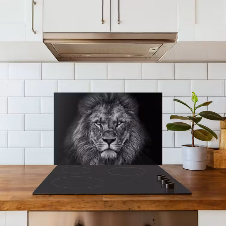 Salpicaderos de cocina - León - Animales - Negro - Blanco — 3
