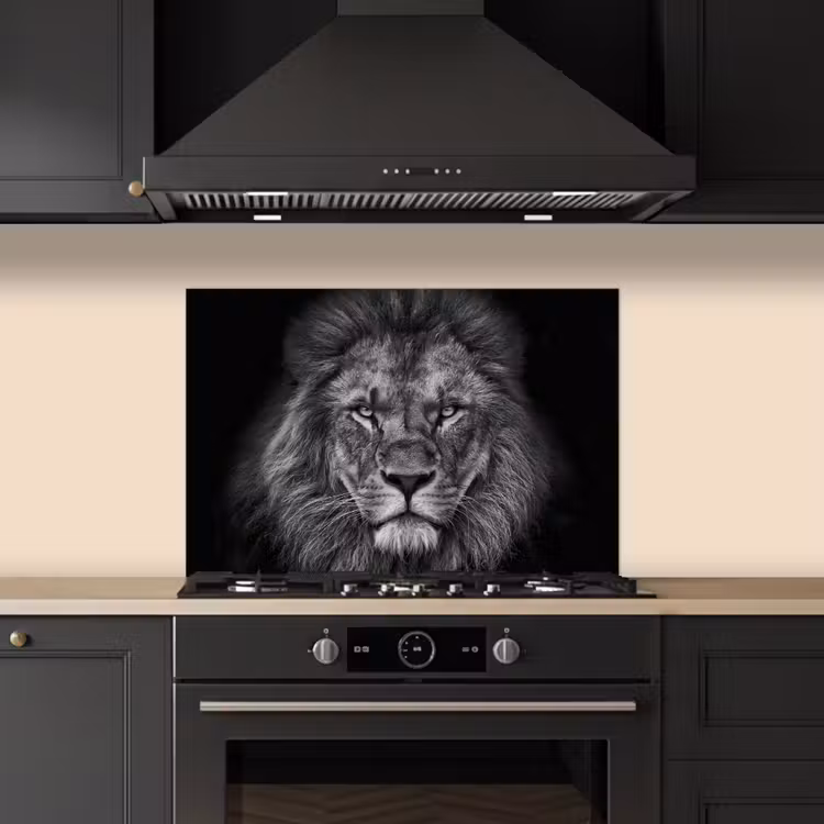 Salpicaderos de cocina - León - Animales - Negro - Blanco — 5