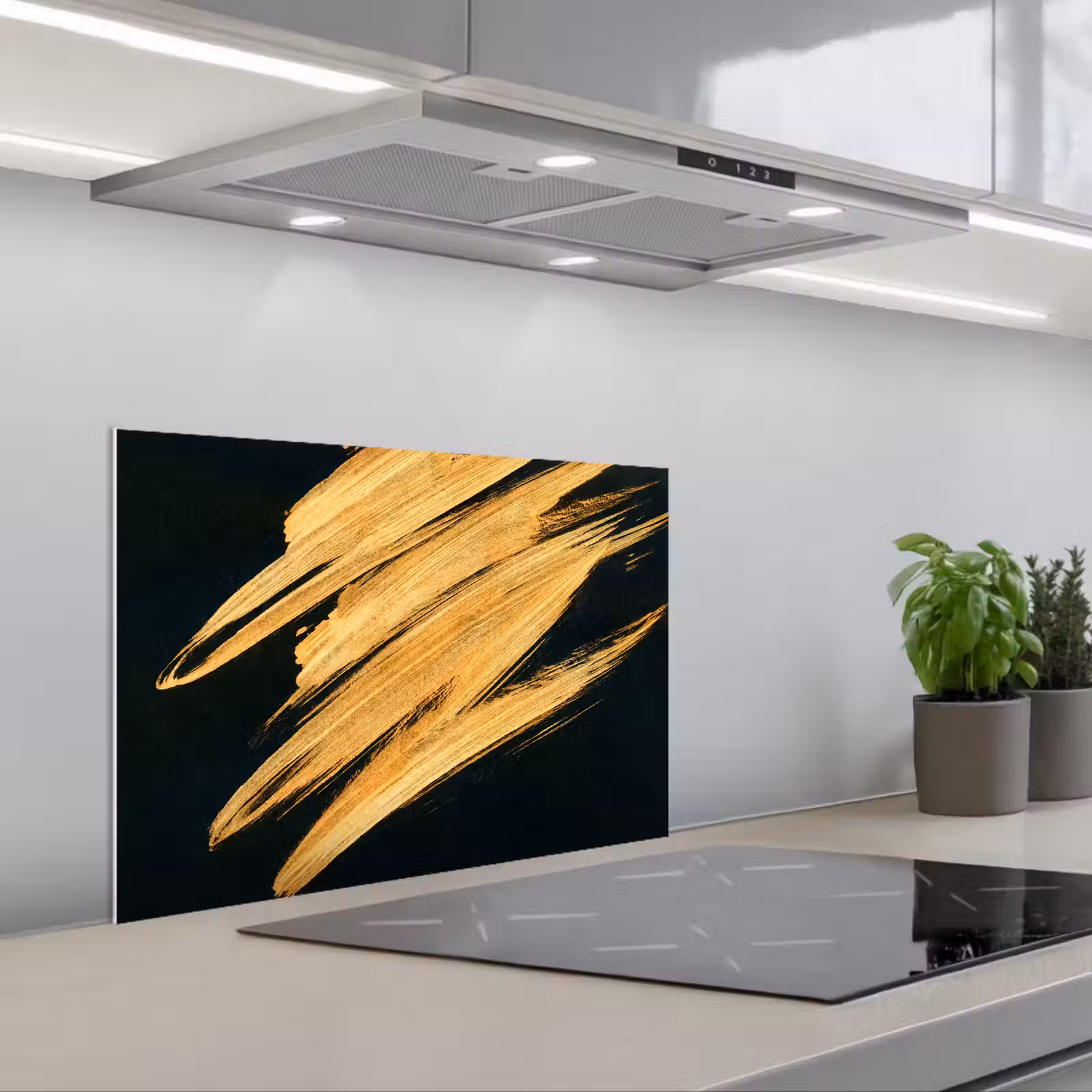Salpicaderos de cocina - Oro - Pintura - Rayas - Lujo - Abstracto — 1