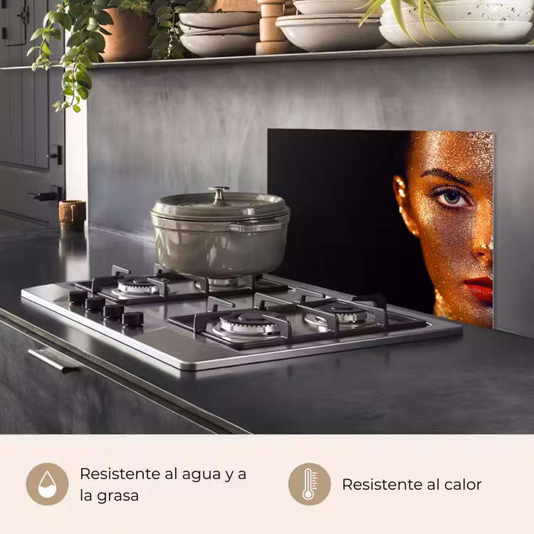 Salpicaderos de cocina - Maquillaje - Oro - Mujer - Lujo - Purpurina - Arte — 2