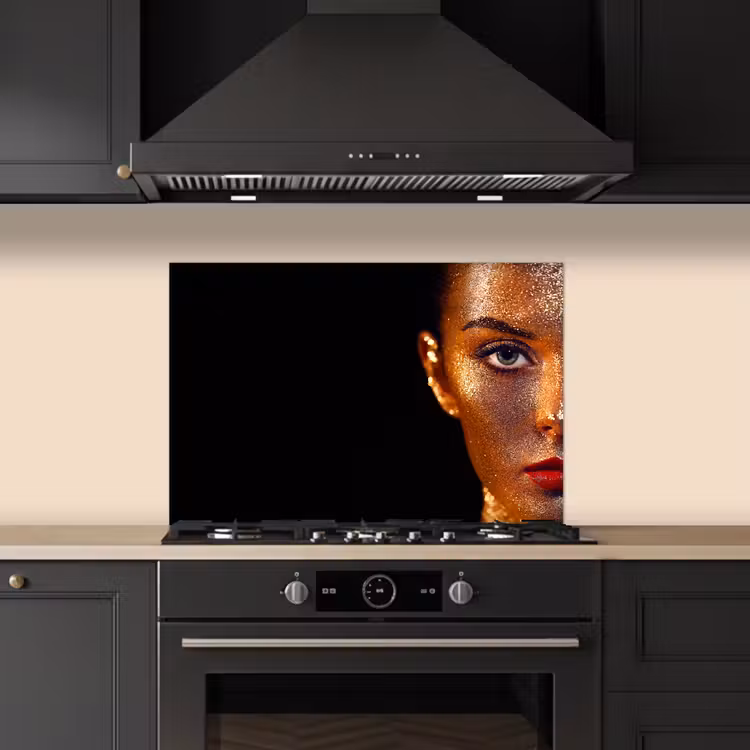 Salpicaderos de cocina - Maquillaje - Oro - Mujer - Lujo - Purpurina - Arte — 5