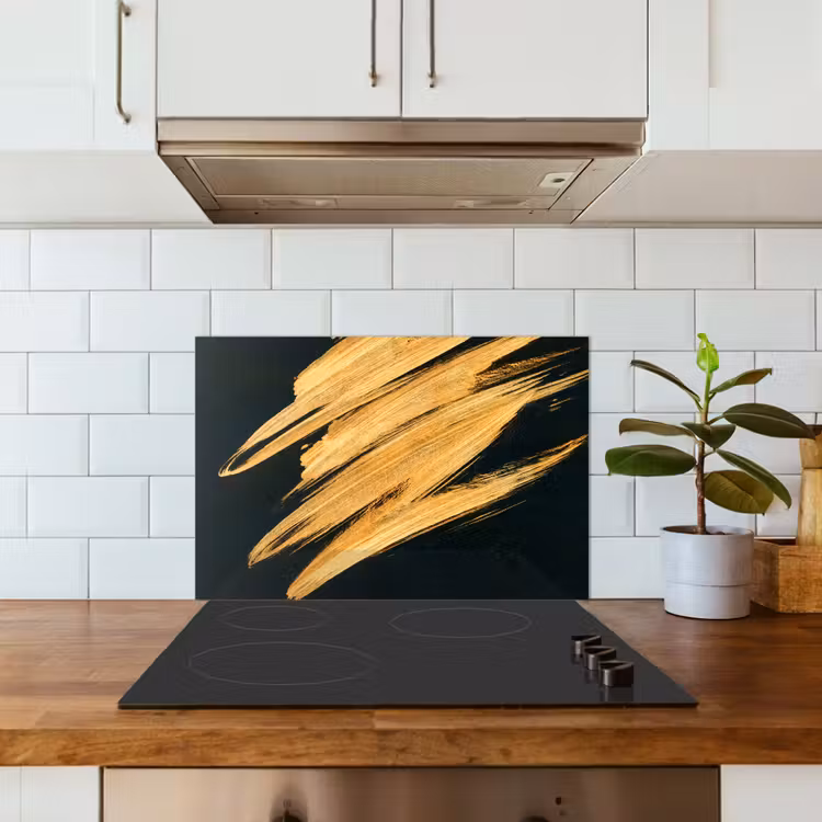 Salpicaderos de cocina - Oro - Pintura - Rayas - Lujo - Abstracto — 3