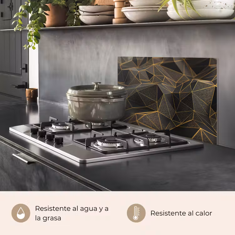 Salpicaderos de cocina - Abstracto - Oro - 3D - Lujo - Arte — 2