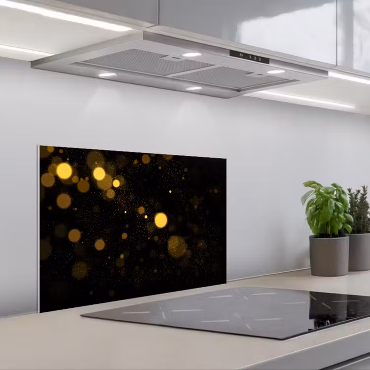 Salpicaderos de cocina - Dorado - Abstracto - Lujo - Negro — 1