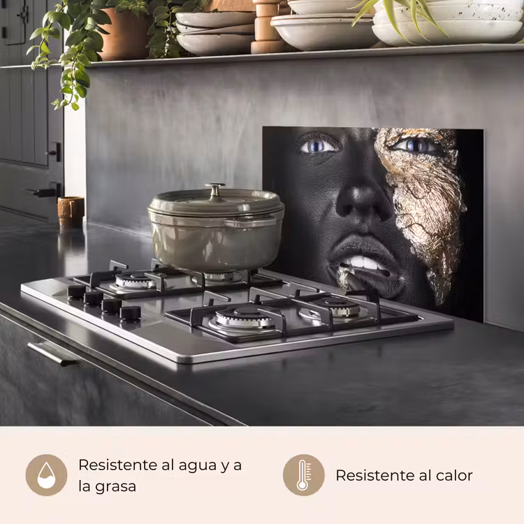 Salpicaderos de cocina - Mujer - Pan de oro - Negro - Piel - Lujo — 2