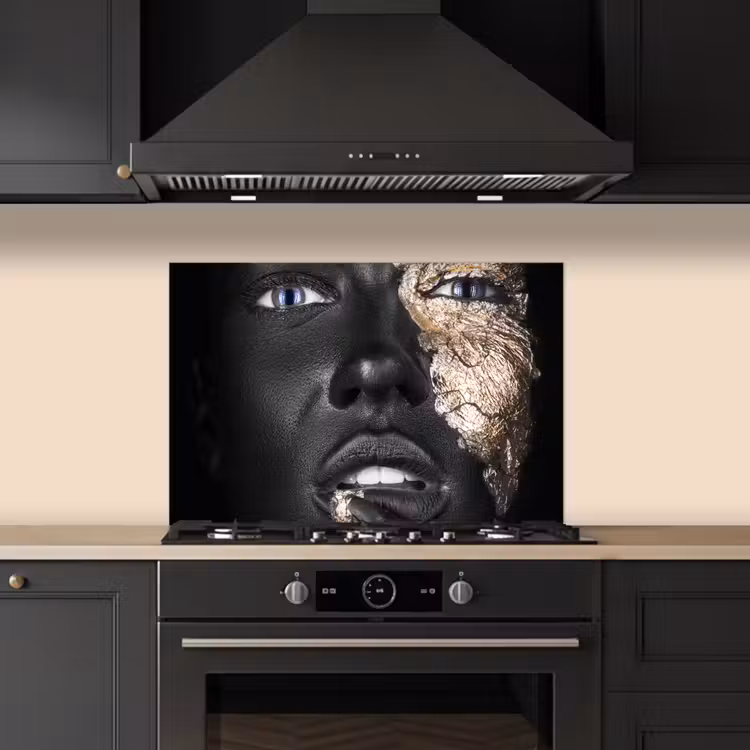 Salpicaderos de cocina - Mujer - Pan de oro - Negro - Piel - Lujo — 5