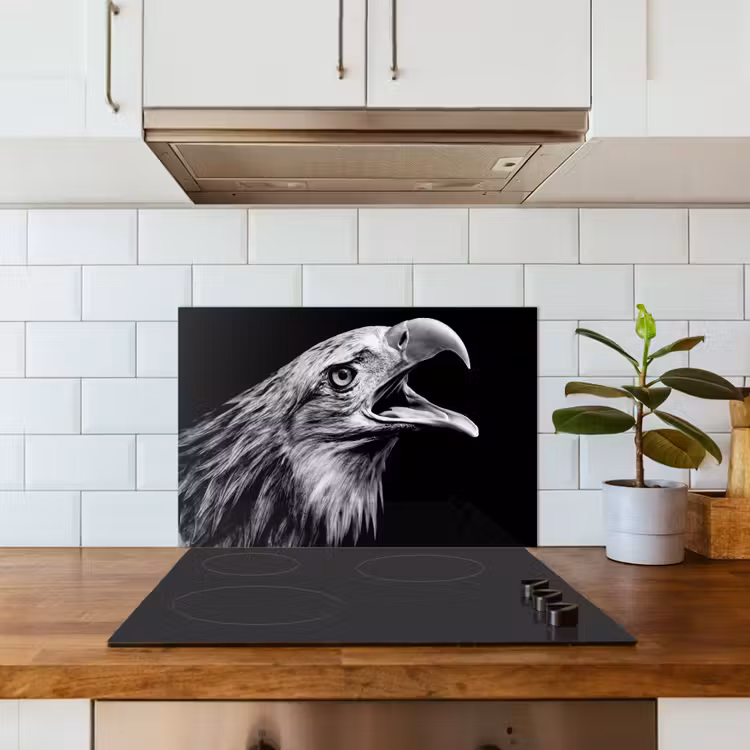 Salpicaderos de cocina - Águila - Retrato - Aves de rapiña - Blanco y negro - Pájaro — 3