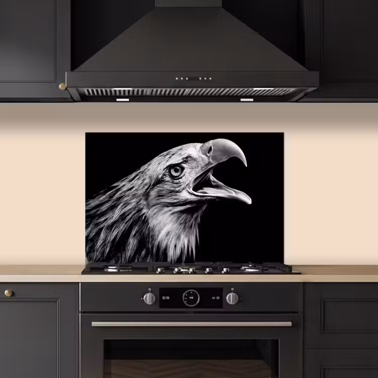 Salpicaderos de cocina - Águila - Retrato - Aves de rapiña - Blanco y negro - Pájaro — 5