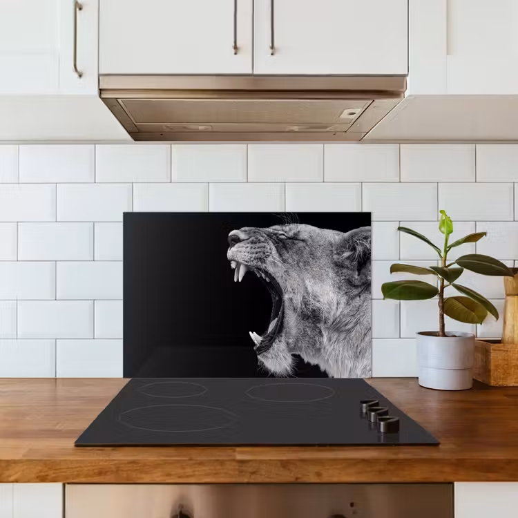 Salpicaderos de cocina - Animales - León - Negro - Blanco - Retrato — 3