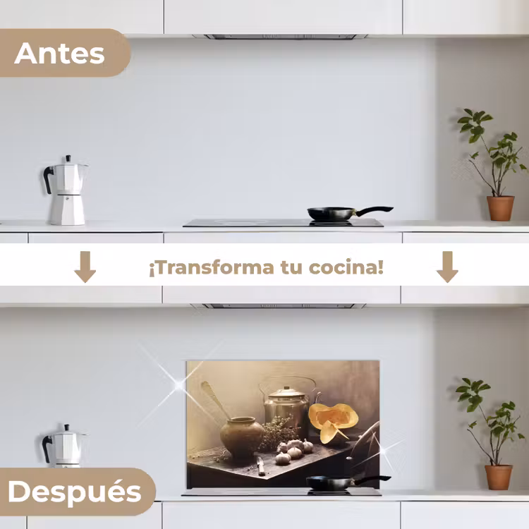 Salpicaderos de cocina - Bodegón - Calabaza - Ajo - Sartén - Mesa — 7
