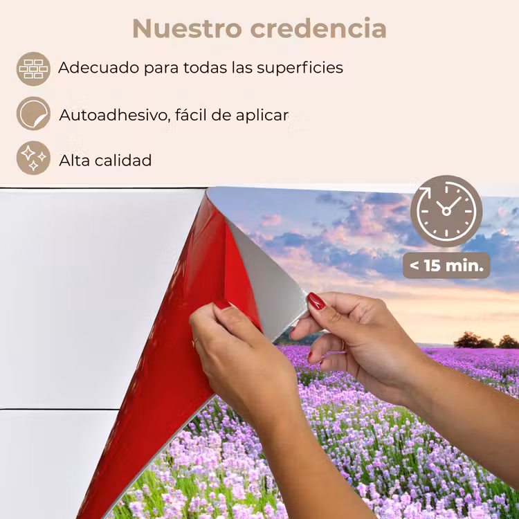 Salpicaderos de cocina - Flores - Lavanda - Púrpura - Cielo - Puesta de sol - Pradera - Naturaleza — 4