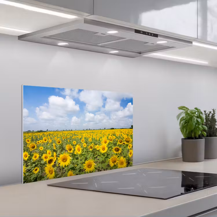 Salpicaderos de cocina - Girasoles - Flores - Nubes - Naturaleza - Amarillo - Paisaje — 1