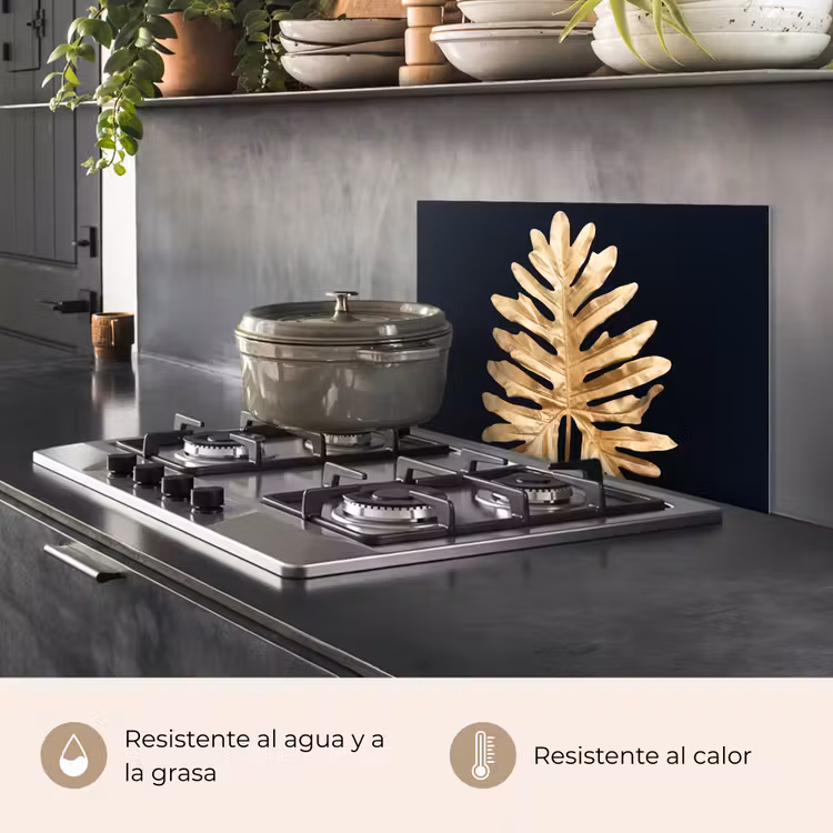 Salpicaderos de cocina - Hojas - Otoño - Oro - Negro - Naturaleza - Lujo — 2