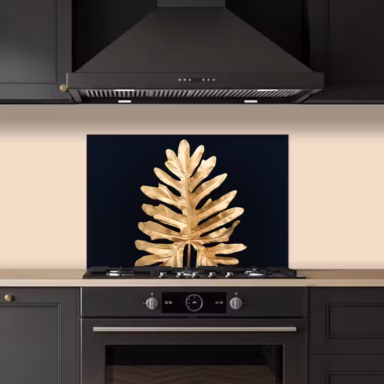 Salpicaderos de cocina - Hojas - Otoño - Oro - Negro - Naturaleza - Lujo — 5