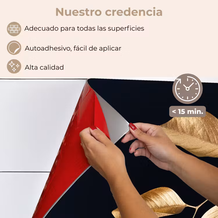 Salpicaderos de cocina - Hojas - Rama - Oro - Lujo — 4