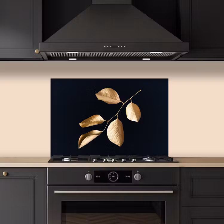 Salpicaderos de cocina - Hojas - Rama - Oro - Lujo — 5