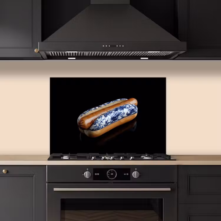 Salpicaderos de cocina - Hot dog - Porcelana - Azul de Delft - Comida — 5