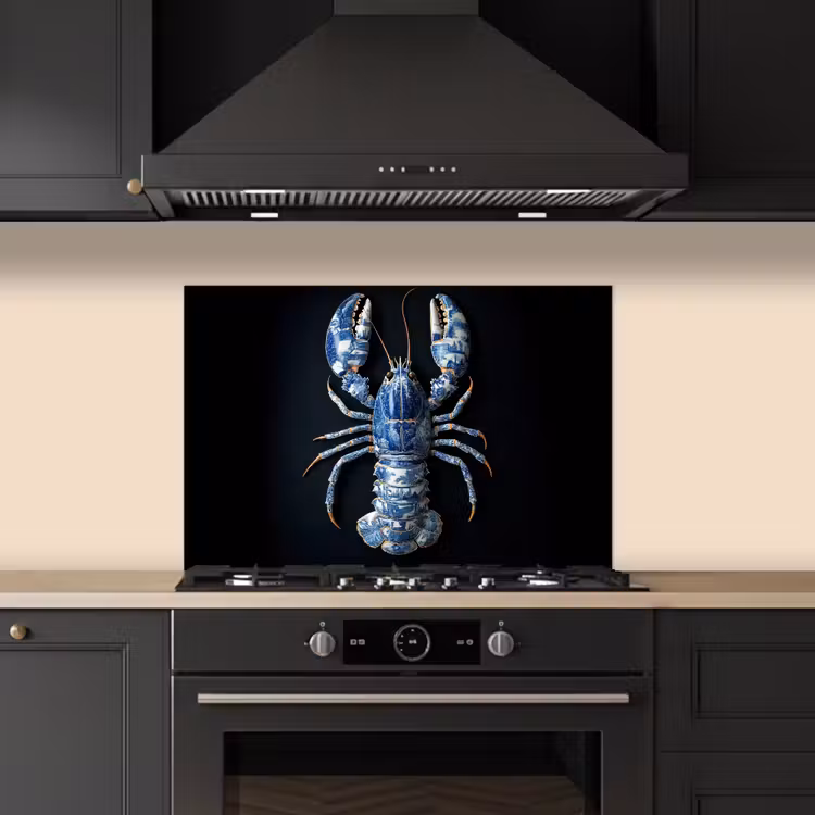 Salpicaderos de cocina - Langosta - Azul de Delft - Escudo - Resistente — 5