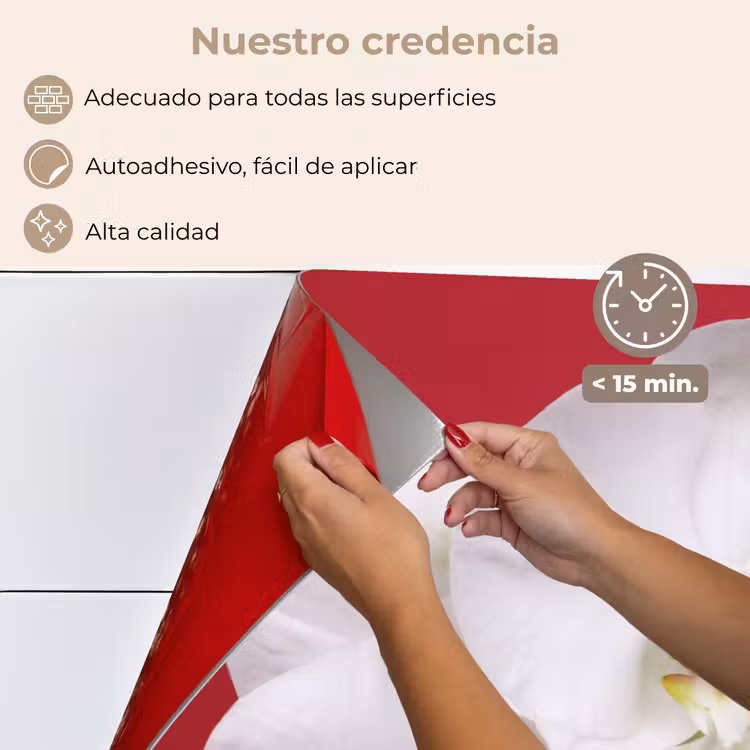 Salpicaderos de cocina - Orquídea blanca sobre rojo — 4