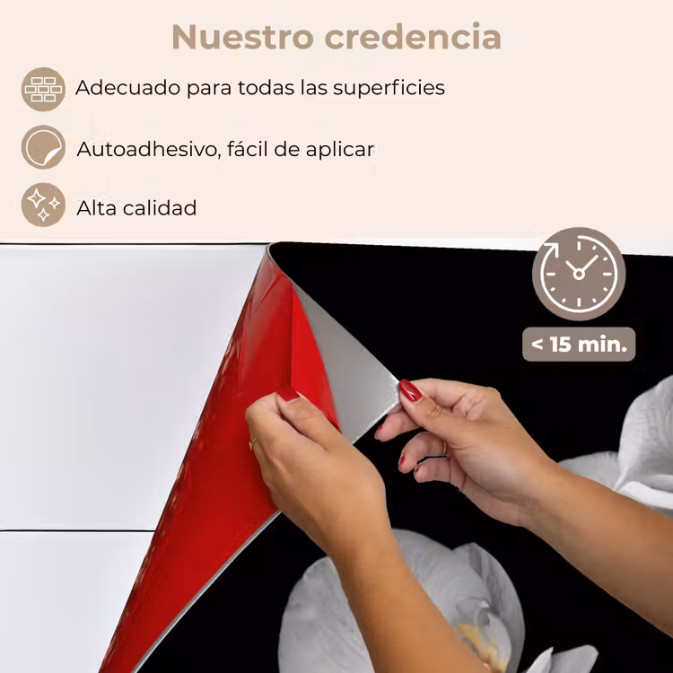 Salpicaderos de cocina - Orquídea - Flores - Negro - Blanco - Naturaleza muerta — 4