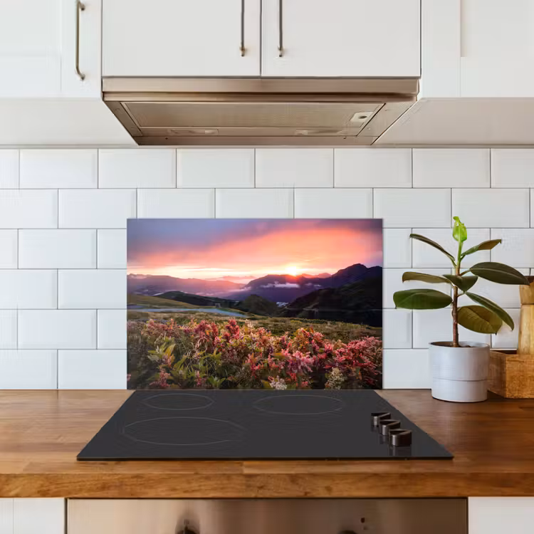 Salpicaderos de cocina - Flores - Montañas - Paisaje - Noche - Cielo - Rosa — 3