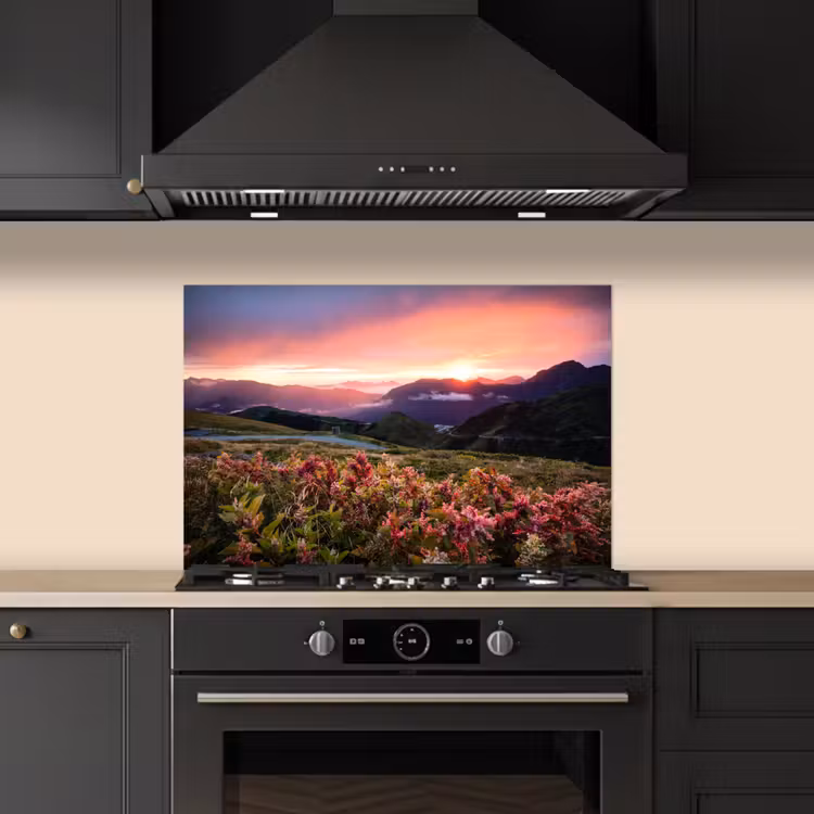Salpicaderos de cocina - Flores - Montañas - Paisaje - Noche - Cielo - Rosa — 5